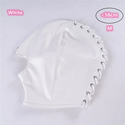 BDSM-Armbinder aus Leder, Zwangsjacke hinter dem Rücken, SM-Bondage-Handschuh, Sklavenhaubenmaske mit offenem Mund, Cosplay-Sexspielzeug für Erwachsene