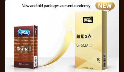 PERSONAGE 10 Stück 45 mm langlebige, zuverlässige Latex-Kondome, langlebige kleine, ultra-geschmierte große Öl-Kondome mit Punkt