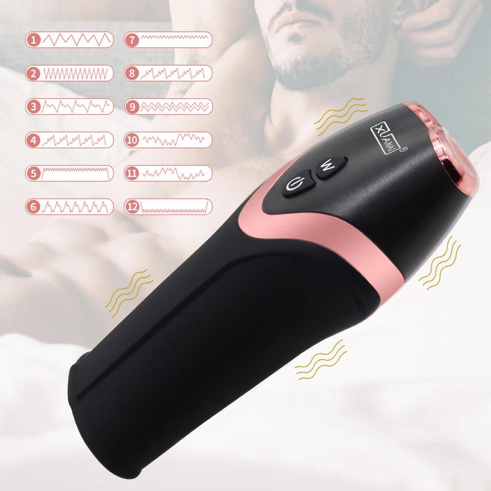 Glans Vibrator 12 Modes Penis Massager Exerciser Male Masturbator Ejaculation Delay Last Trainer Erotic Adult Sex Toys for Men