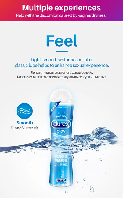 Durex 50 ml Gleitmittel auf Wasserbasis, Anal-Masturbations-Gleitmittel, Penis-Gel, Massageöl, Vaginal-Sexprodukte für Paare