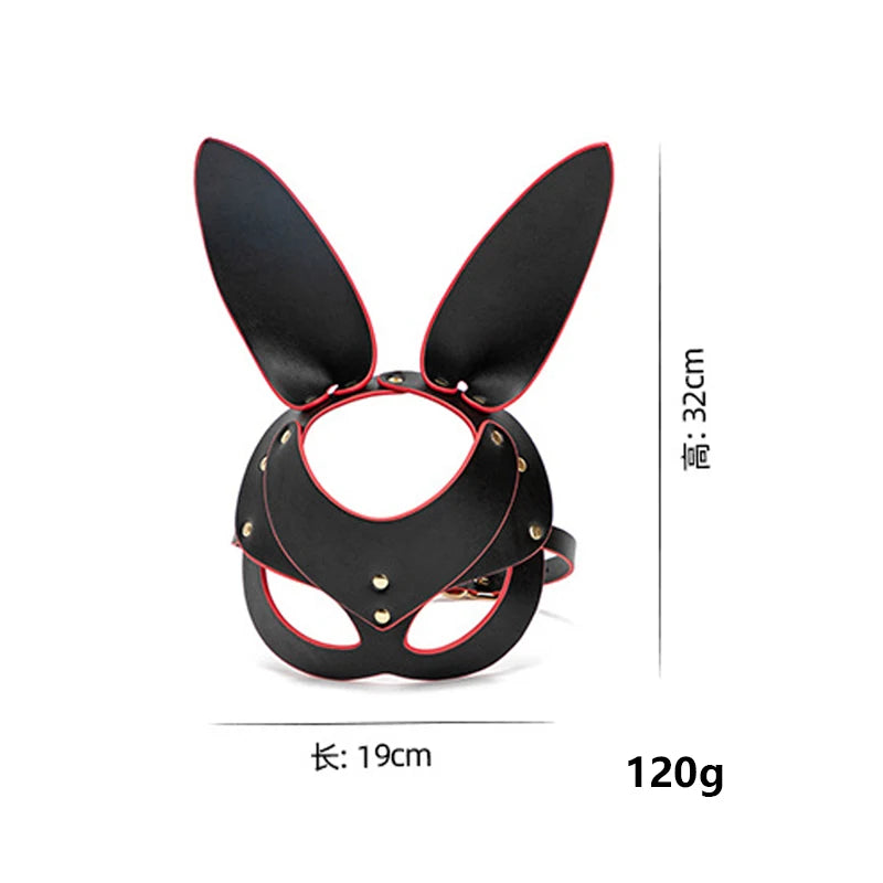 BDSM Maske Sexspielzeug für Frauen Bondage Fesseln Leder Sexy Cosplay Kaninchen Katzenohr Hasenmaske Maskerade Party Gesicht Cosplay