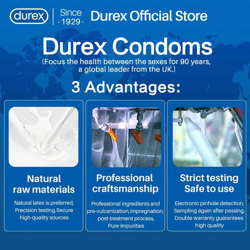 Durex Condoms Mixed pack Penis Cock Sleeve Intimate goods Natural Latex Smooth Lubricated for Adult Condoms for men