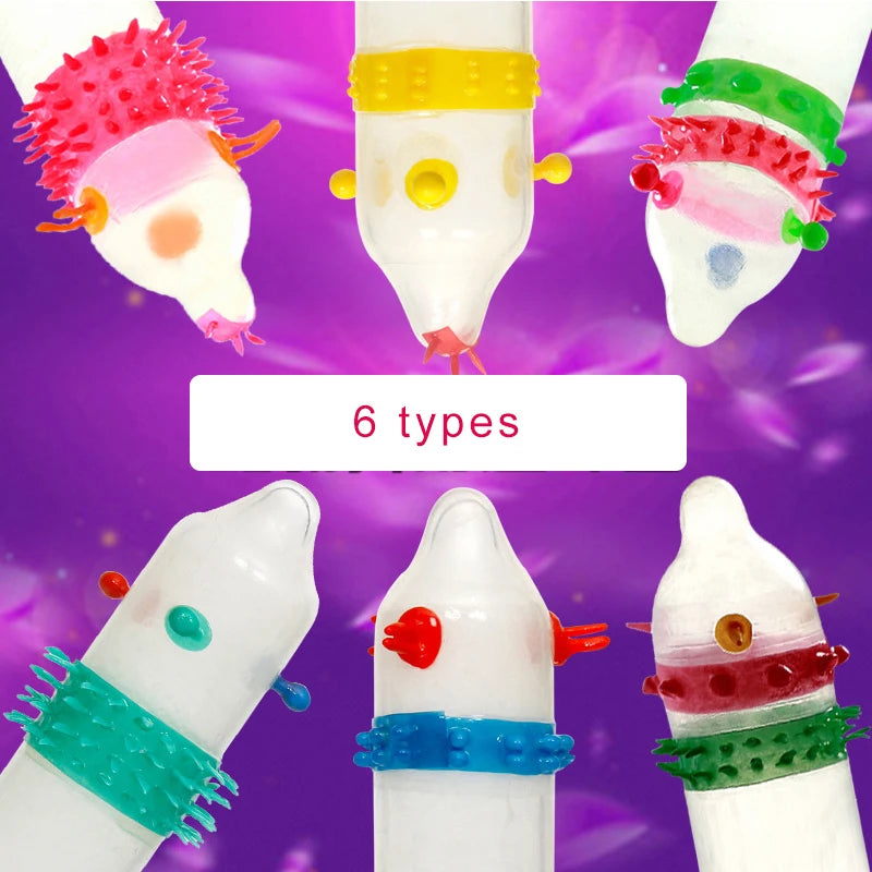6 condones ultrafinos de látex para hombres que estimulan el punto G. Condones con puntos y estrías para estimular el orgasmo vaginal.