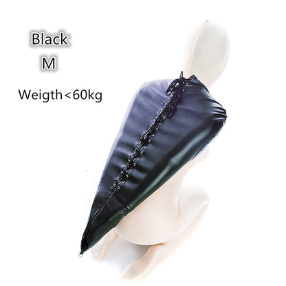 BDSM-Armbinder aus Leder, Zwangsjacke hinter dem Rücken, SM-Bondage-Handschuh, Sklavenhaubenmaske mit offenem Mund, Cosplay-Sexspielzeug für Erwachsene