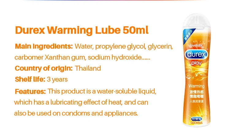 Durex 50 ml Gleitmittel auf Wasserbasis, Anal-Masturbations-Gleitmittel, Penis-Gel, Massageöl, Vaginal-Sexprodukte für Paare