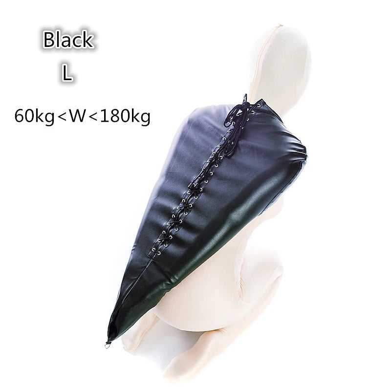 BDSM-Armbinder aus Leder, Zwangsjacke hinter dem Rücken, SM-Bondage-Handschuh, Sklavenhaubenmaske mit offenem Mund, Cosplay-Sexspielzeug für Erwachsene