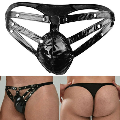 Herren Dessous Sexy Unterwäsche Ouvert Keuschheitsgürtel Leder Höschen Harness Slips Aushöhlen Jockstrap G-String Sexy