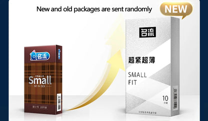 PERSONAGE 10 Stück 45 mm langlebige, zuverlässige Latex-Kondome, langlebige kleine, ultra-geschmierte große Öl-Kondome mit Punkt