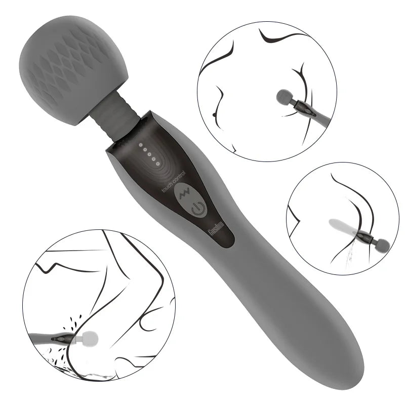 Vibrador potente con 5 tipos de frecuencia y control de potencia, doble motor, varita AV, masturbación vaginal, juguete sexual para mujeres adultas.