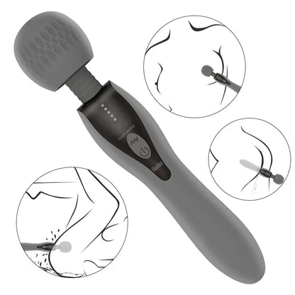 Vibrador potente con 5 tipos de frecuencia y control de potencia, doble motor, varita AV, masturbación vaginal, juguete sexual para mujeres adultas.