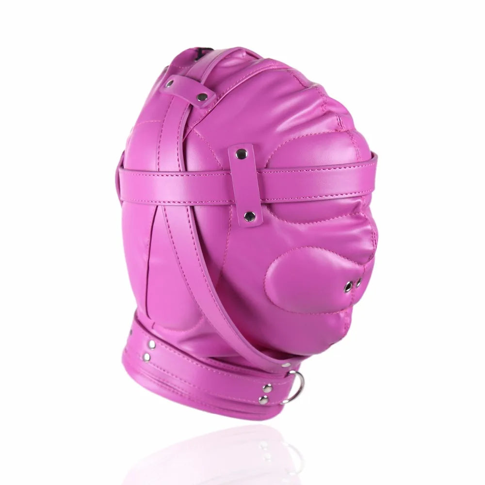 Máscaras de bondage BDSM con capucha completa, máscara de privación sensorial, capucha acolchada de cuero para juegos de rol de esclavo con orificio para respirar, juguetes sexuales para parejas.