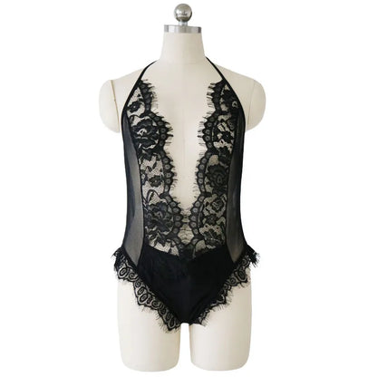 Lencería sexy de talla grande 5XL para mujer, ropa interior erótica con encaje floral y escote en V profundo, ropa de dormir, disfraces eróticos