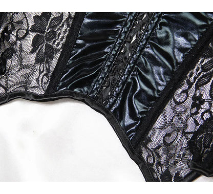 Damen Sexy Korsett Dessous Plus Size Hot Sexy Schwarzer Spitzen-BH Verstellbare Träger Korsett Top Weibliche schlanke Taille Bustier Mieder