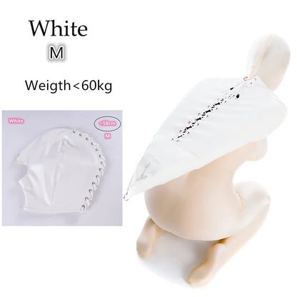 BDSM-Armbinder aus Leder, Zwangsjacke hinter dem Rücken, SM-Bondage-Handschuh, Sklavenhaubenmaske mit offenem Mund, Cosplay-Sexspielzeug für Erwachsene