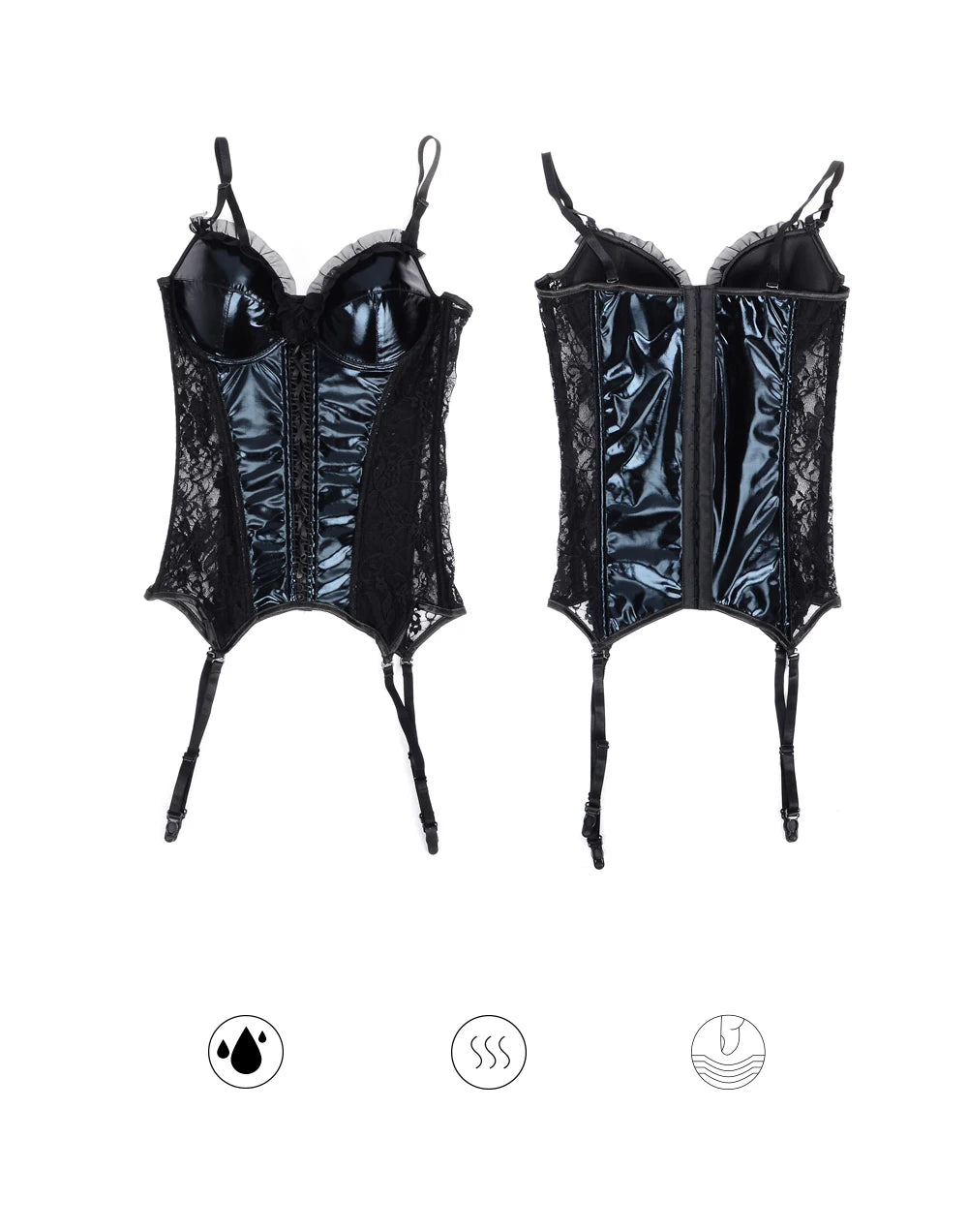 Damen Sexy Korsett Dessous Plus Size Hot Sexy Schwarzer Spitzen-BH Verstellbare Träger Korsett Top Weibliche schlanke Taille Bustier Mieder