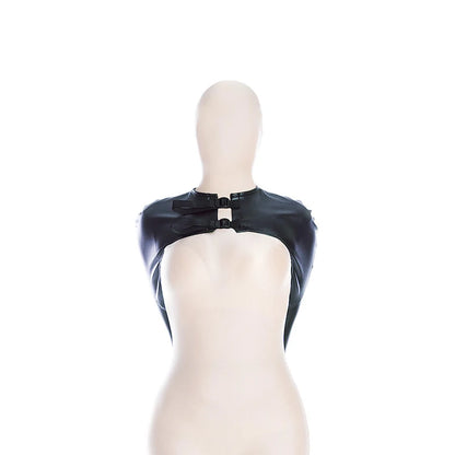 BDSM-Armbinder aus Leder, Zwangsjacke hinter dem Rücken, SM-Bondage-Handschuh, Sklavenhaubenmaske mit offenem Mund, Cosplay-Sexspielzeug für Erwachsene