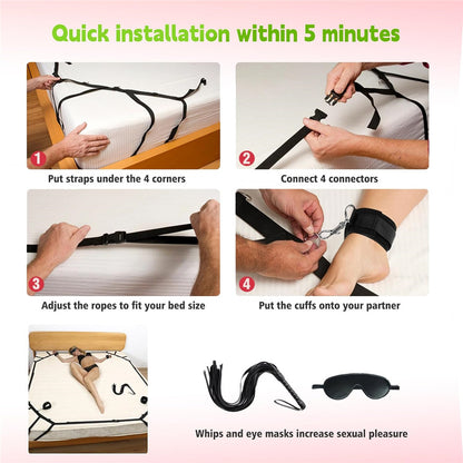 Esposas sexuales para ataduras de cama BDSM, esposas para tobillos, kit sexual sádico para esclavos SM, juego sexual para parejas, kit de herramientas para adultos mayores de 18 años, juguetes sexuales