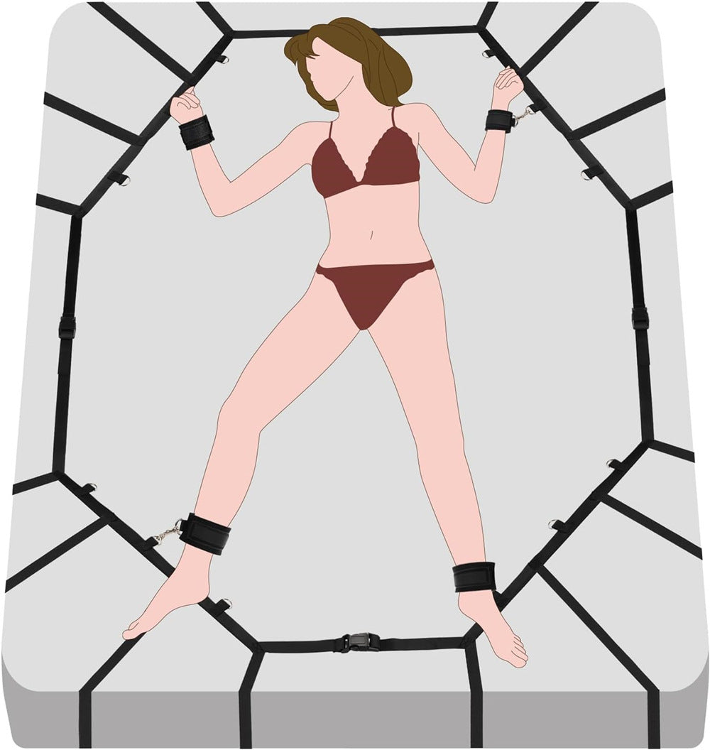 Esposas sexuales para ataduras de cama BDSM, esposas para tobillos, kit sexual sádico para esclavos SM, juego sexual para parejas, kit de herramientas para adultos mayores de 18 años, juguetes sexuales