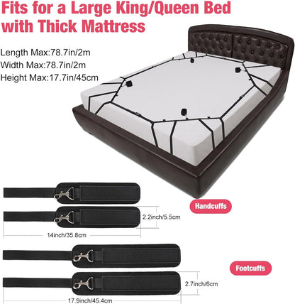 Esposas sexuales para ataduras de cama BDSM, esposas para tobillos, kit sexual sádico para esclavos SM, juego sexual para parejas, kit de herramientas para adultos mayores de 18 años, juguetes sexuales