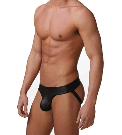 Lencería sexy para hombre, tangas de cuero sintético, suspensorio, tanga, ropa interior erótica, ropa interior masculina atractiva.