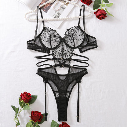 2024 Sexy Erotikkostüm Spitzenstickerei Aushöhlen Rückenfreies Netz Durchsichtig Erotik Weiblicher Teddybär Dessous Bodysuit