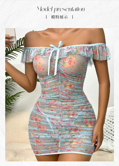 Lencería sexy para mujer, camisón con volantes, camisón cruzado en la cadera, lencería sexy para mujer, lencería sexy para mujer, push up.