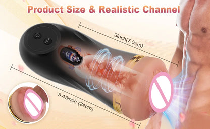 Männlicher Masturbator Cup Sexspielzeug für Männer Realistischer Taschenmuschi-Vibrator Erwachsenenbedarf Lebensechte Vagina-Textur Penis-Stimulator