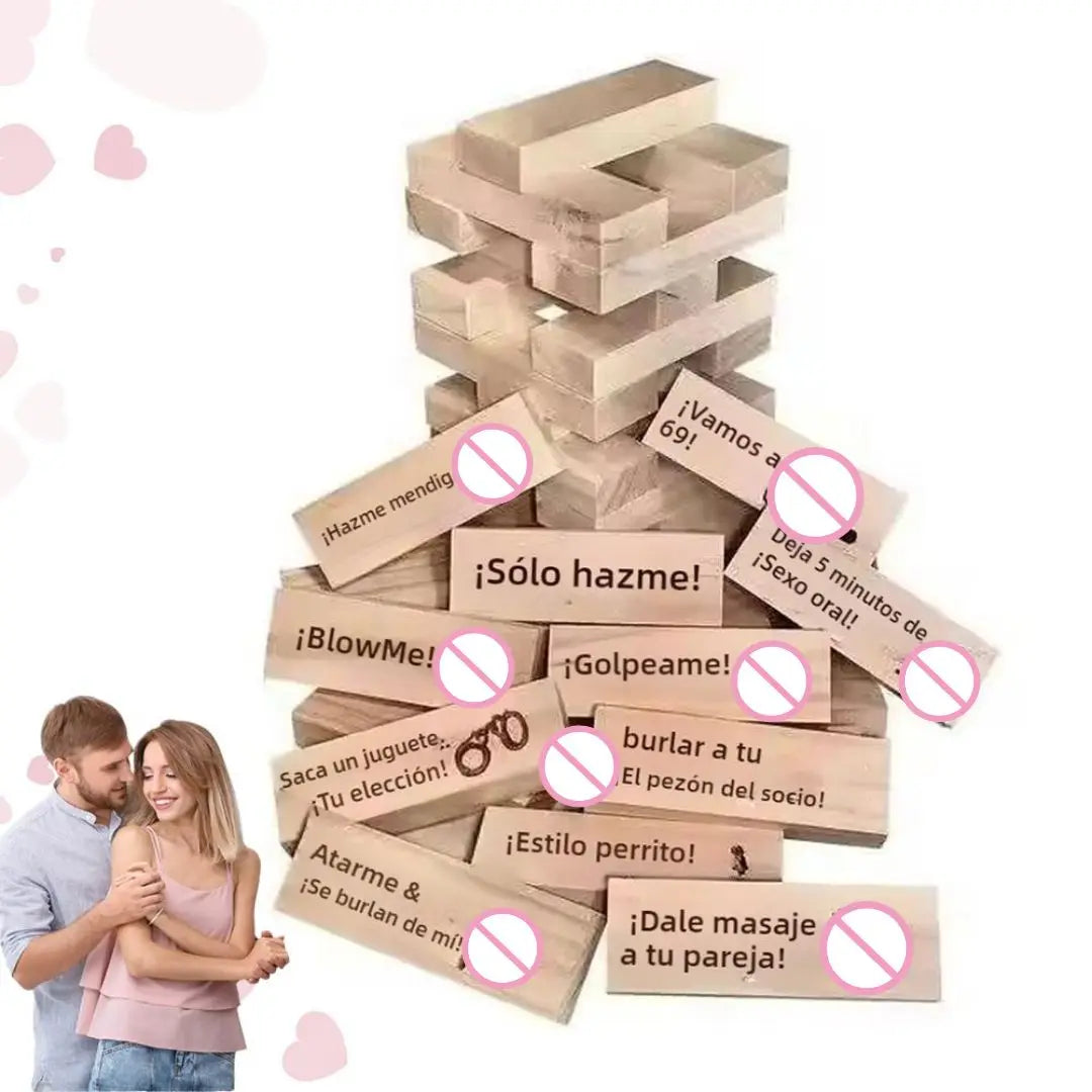 Spanisches Sex-Block-Turmspiel für Paare, Erotik-Partyspiel für Erwachsene, Sexspielzeug, Valentinstag, Tumbling Tower, Stapelspiele