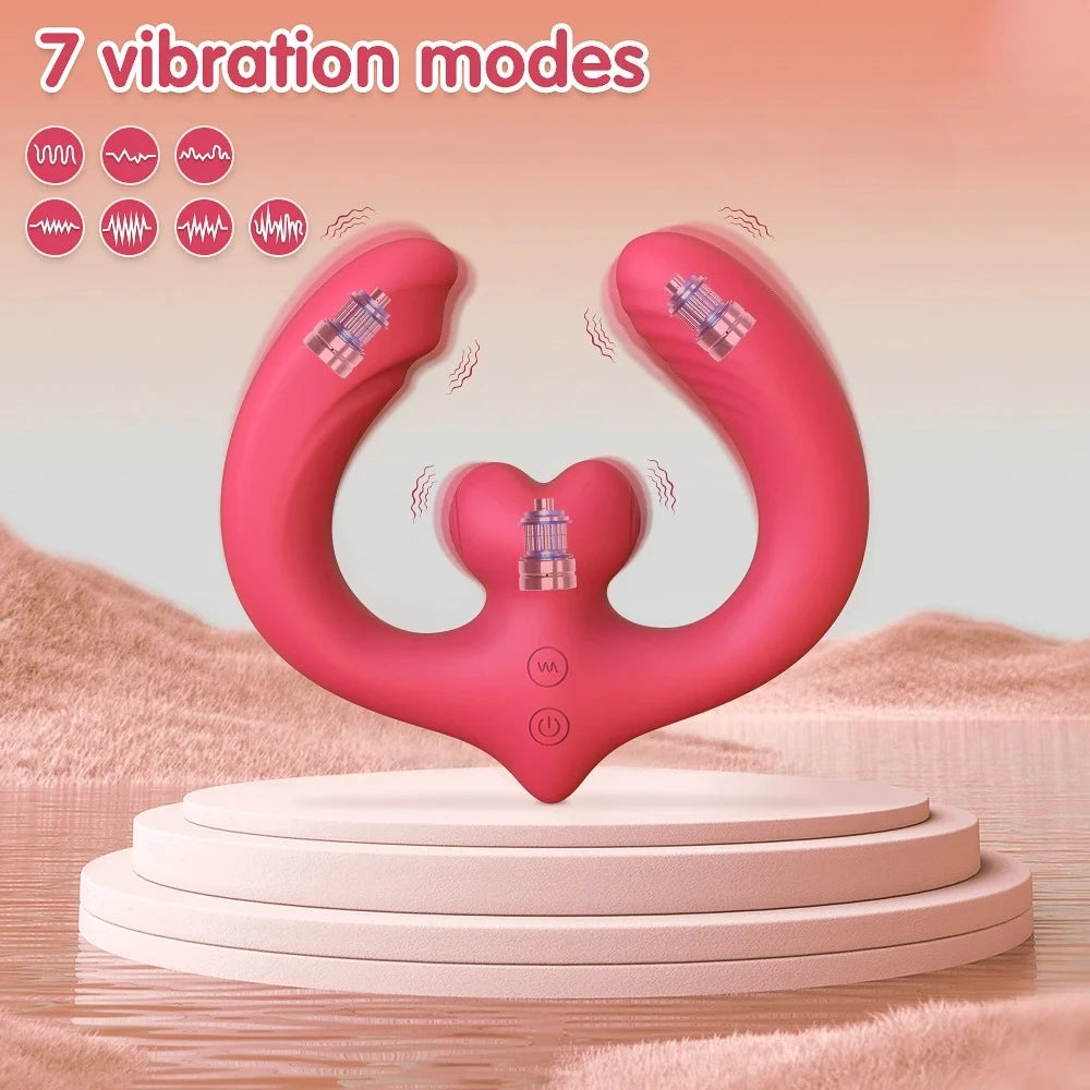 G-Spot Double-Ended Sex Toys Dildo Vibrator for Women Lesbian Couples 7 Modes Strapless Strap-on with Remote Control Adults Good