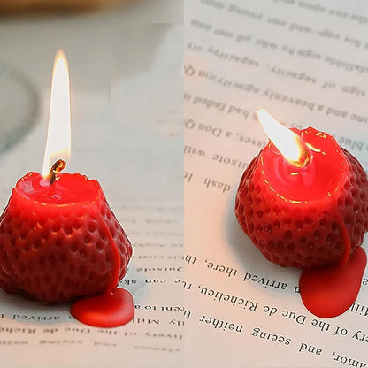 Juego de 4 velas románticas hechas a mano con aroma a pastel de fresa, velas decorativas de lujo, decoración de cumpleaños, regalo para invitados de boda.