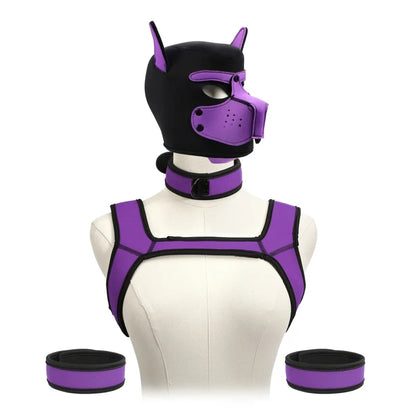 Kits de juguetes sexuales de aventura BDSM con capucha de máscara de cachorro juguetón, arnés de pecho de bondage para mujeres y hombres, juegos de rol, intimidad, tienda para adultos