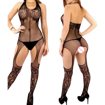 XXXL Einteiler Sexy Dessous Damen Erotische Nachtwäsche Offener Schritt Vollbodystocking Netzstrumpfhose Erotische Dessous Kleidung
