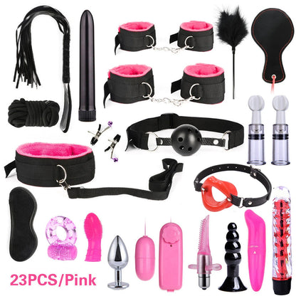 Kits de juguetes sexuales BDSM para adultos, juegos eróticos, máscara de bondage, esposas de plumas, esposas de tobillo y ataduras para parejas, accesorios sexuales para mayores de 18 años.
