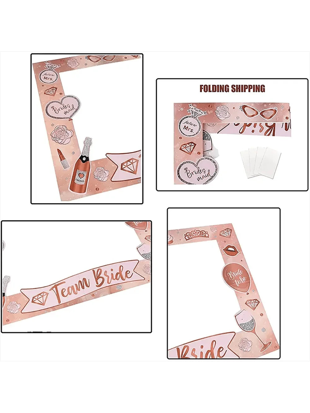 25pcs Bachelorette Party Rose Gold Photo Booth Props Set - Handheld Frame, Perfect for Bridal Showers & Wedding Celebrations