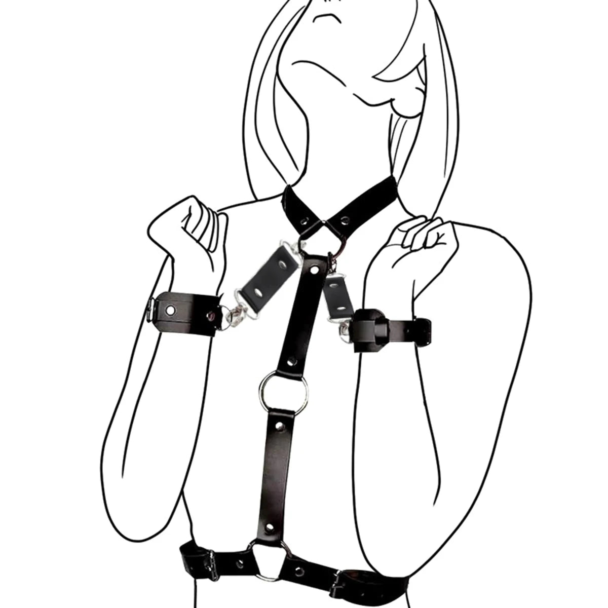 Esposas de sujeción BDSM, juguetes sexuales, correas ajustables de cuero PU para juegos SM para adultos, cuello a muñeca, detrás de la espalda