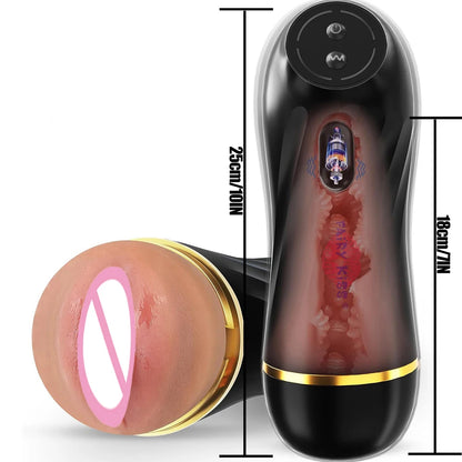 Männlicher Masturbator Cup Sexspielzeug für Männer Realistischer Taschenmuschi-Vibrator Erwachsenenbedarf Lebensechte Vagina-Textur Penis-Stimulator