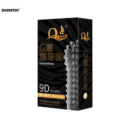 Condones 9D Big Dots para hombres que retrasan la eyaculación con picos de puntos y condones superlubricados con ácido hialurónico. Suministros para adultos mayores de 18 años.