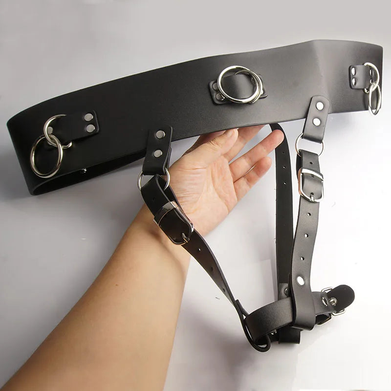 BDSM Leder AV Zauberstab Vibrator Halter Harness Frau, Zwangs Orgasmus Sex Anzug Dessous, Bondage Fesseln, Keuschheitsgürtel, Spiele für Erwachsene