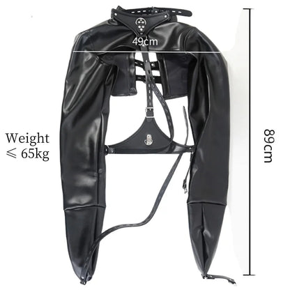 BDSM-Leder-Bodybinder-Jacke mit verstellbarer offener Brust-Armfessel, erotisches Kostüm für Paar-Rollenspiele, Sexspielzeug