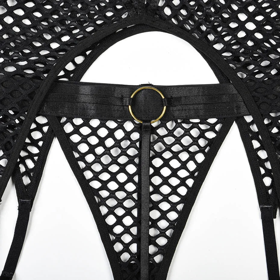 Conjunto de lencería sexy JSY para mujer, ropa interior corporal, camisón de malla transparente, ropa de dormir, lencería erótica, disfraces porno