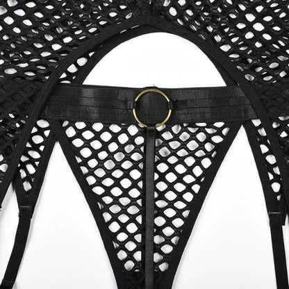 Conjunto de lencería sexy JSY para mujer, ropa interior corporal, camisón de malla transparente, ropa de dormir, lencería erótica, disfraces porno