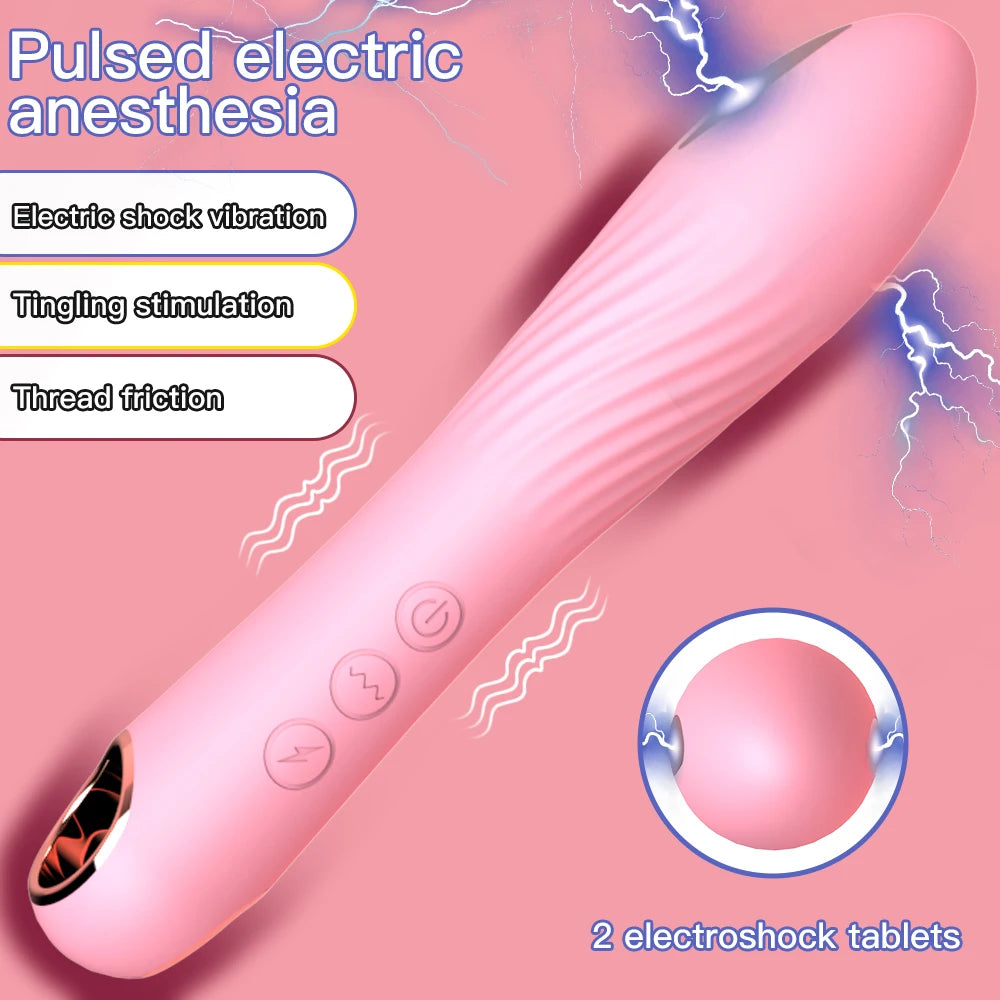 Vibradores de bala con descarga eléctrica para mujeres, consolador anal, punto G, estimulador de clítoris, vibrador de dedo, lápiz labial, juguete sexual femenino
