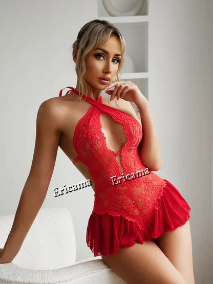 Lencería sexy de encaje transparente, ropa interior erótica de encaje, conjunto de sujetador y liguero, lencería sexy y erótica para dormir.