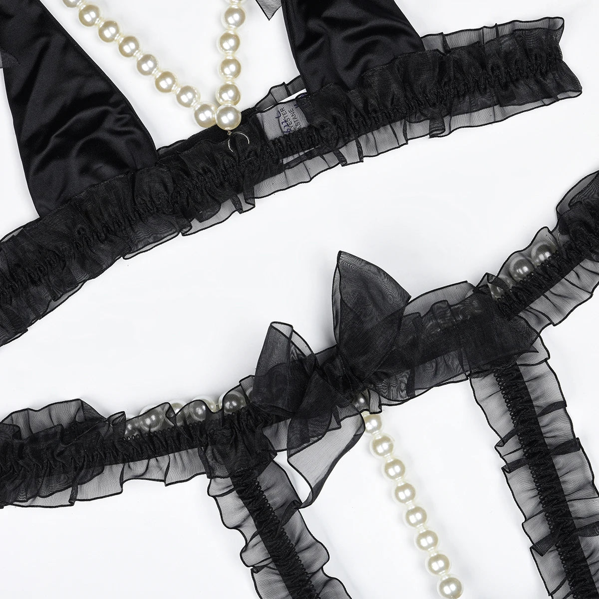 MUZISKAT Haute Sense 2024 Conjunto de lencería erótica con cadena de perlas y encaje de malla para mujer Onlyfans