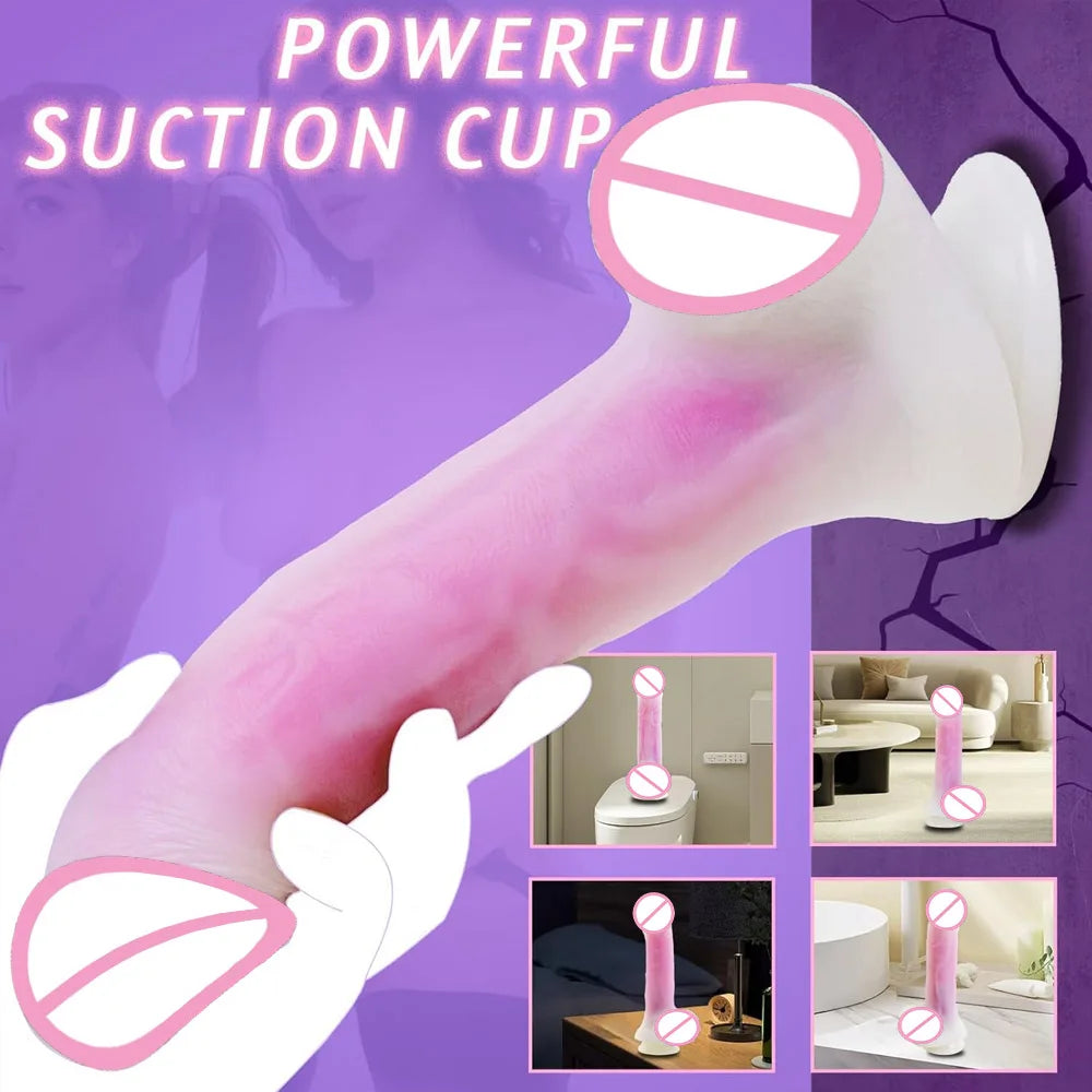 Fernbedienung Vibrierender großer Dildo Simulierter Penis Kraftvoller Stretch &amp; Vibrieren Heizender Dildo Vibrator Penis Masturbator für Frauen