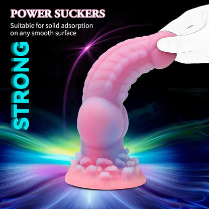 Realistischer Hundedildo, 21,6 cm, Fantasy-Monsterdildos, leuchtendes Silikon, dicker rosa Dildo, Analspielzeug mit Saugnapf für Frauen und Männer