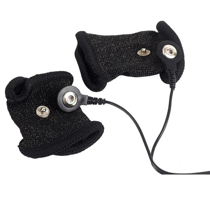 BDSM Elektroschock Leitfähige Faser Penishülle E-Stim Hodensackringe Elektrisches Spiel Penistherapie Vergrößerung Männliche Sexprodukte