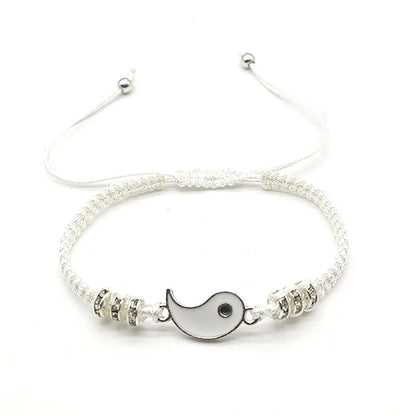Pulseras de pareja, anillos, Yin Yang, Tai Chi, colgante de aleación, cadena trenzada ajustable, collar, pulsera a juego para amantes, collar y pendientes.