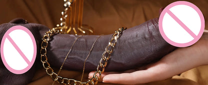 Juguete sexual de consolador negro grande simulado, consolador enorme y grueso con apariencia de piel, con consolador de silicona realista con ventosas