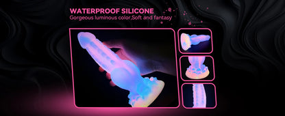 Realistischer Hundedildo, 21,6 cm, Fantasy-Monsterdildos, leuchtendes Silikon, dicker rosa Dildo, Analspielzeug mit Saugnapf für Frauen und Männer